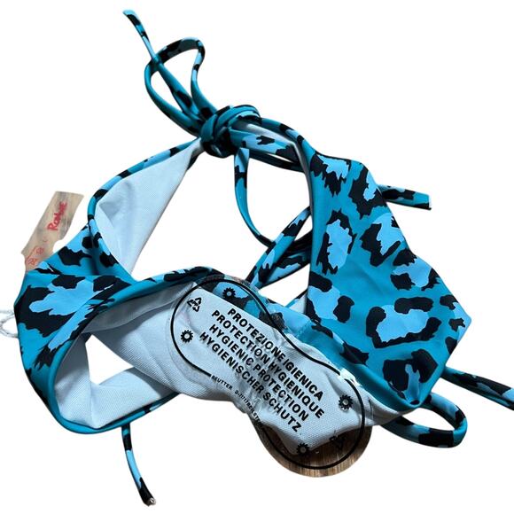 Brand New Romwe Blue Cheetah Print Bikini Set Swim Top and Bottom Size L - Picture 3 of 7